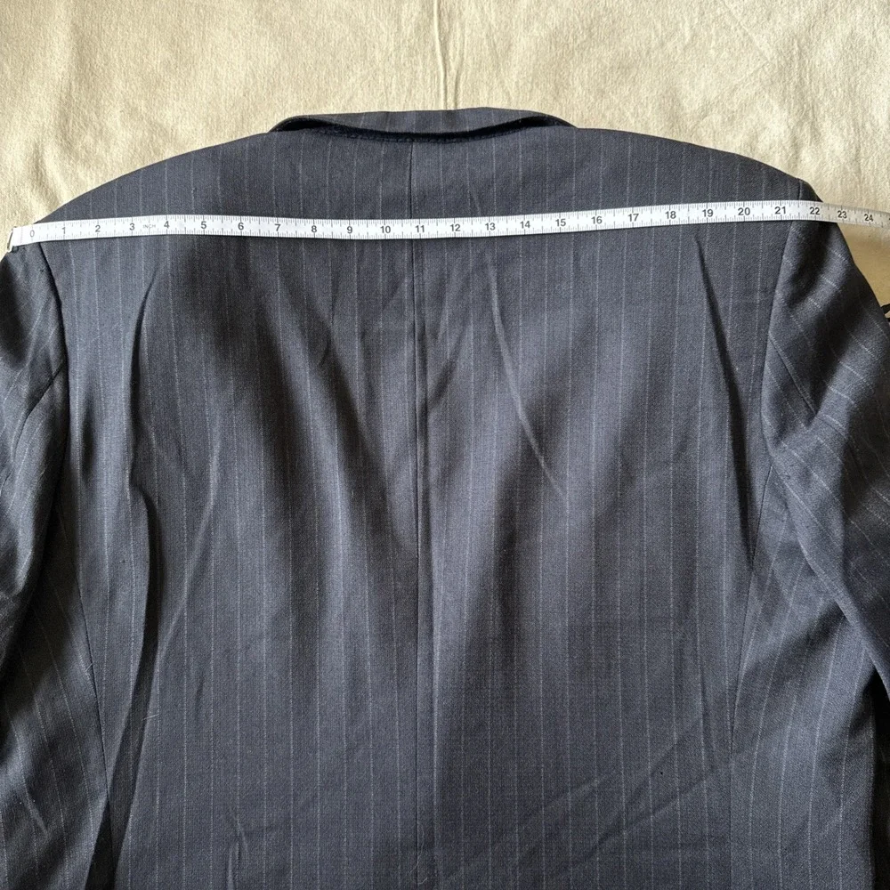 Pierre Balmain Double Breasted Blazer Jacket 48 Peak Lapel Gray Striped
